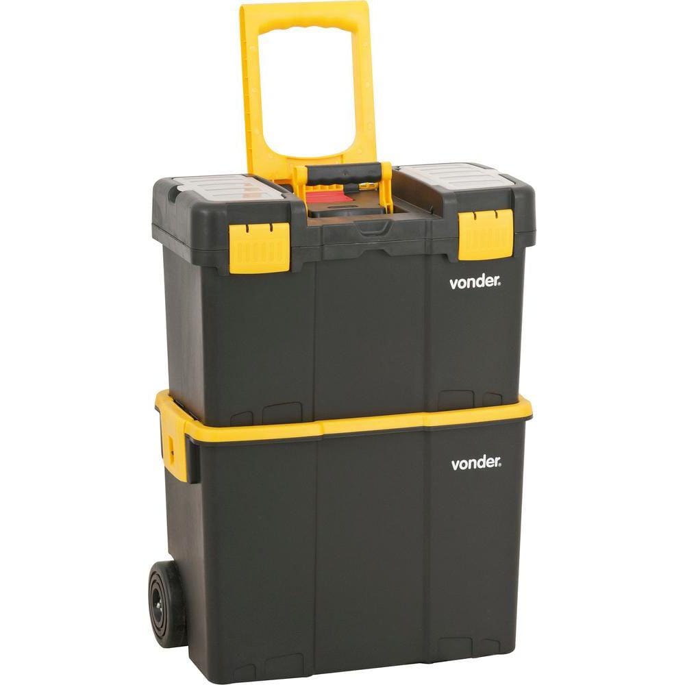 Caixa Plástica Para Ferramentas Baú 460x260x625mm Com Rodas