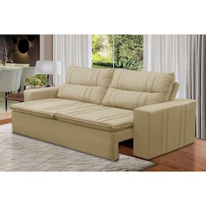 Sofá Retrátil e Reclinável 2 lugares com Molas 2,00m Eloa Suede Bege Madelina