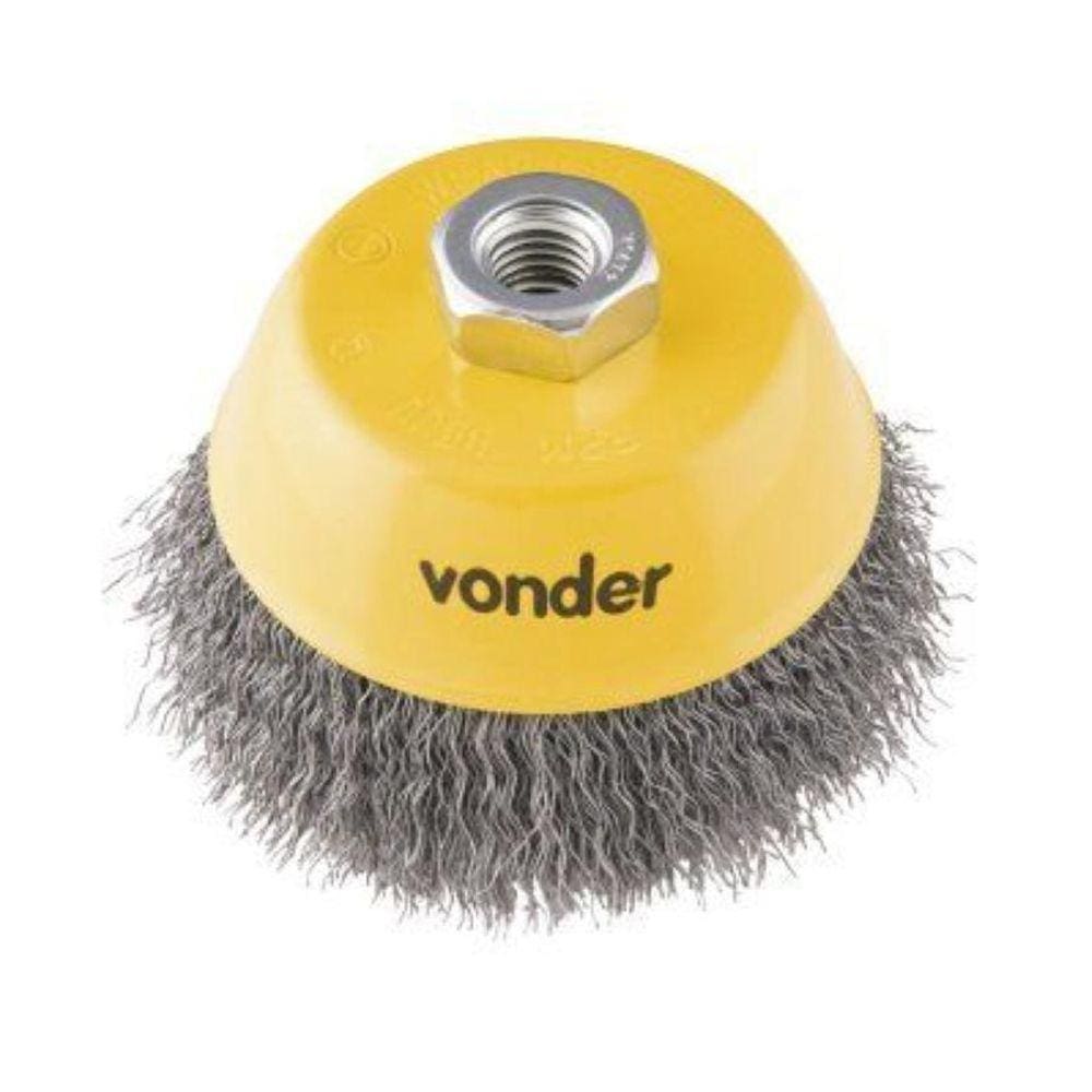 Escova copo ondulada 6” rosca m14 aço carbono polido 6500rpm