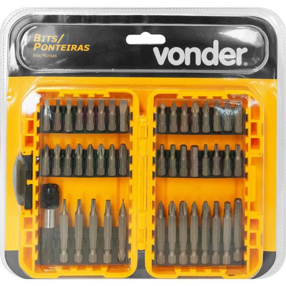 Jogo Bits/Ponteiras Crv com 46 peças Enc 1/4” - Vonder