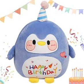 Almofada de pelúcia ARELUX Cute Penguin 45 cm com decoração de festa em arco-íris