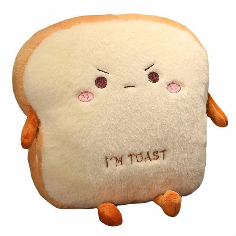 Almofada de viagem de pelúcia Tyrafry Funny Toast, aquecedor de mãos, bege