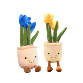 Vaso de flores suculentas XIZHI Tulip com 35 cm de brinquedo de pelúcia, pacote com 2
