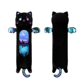 Almofada de pelúcia AIXINI Long Cat Moonlight Black 50cm para crianças