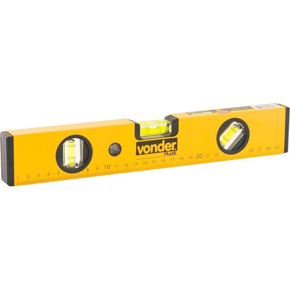 Nível alumínio 14” 3 bolhas base magnética - Vonder Plus