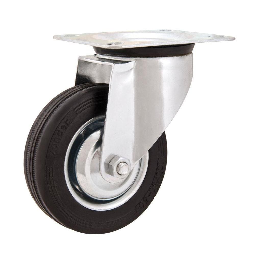 Rodizio giratório 4” leve 60kg núcleo chapa borr. preta