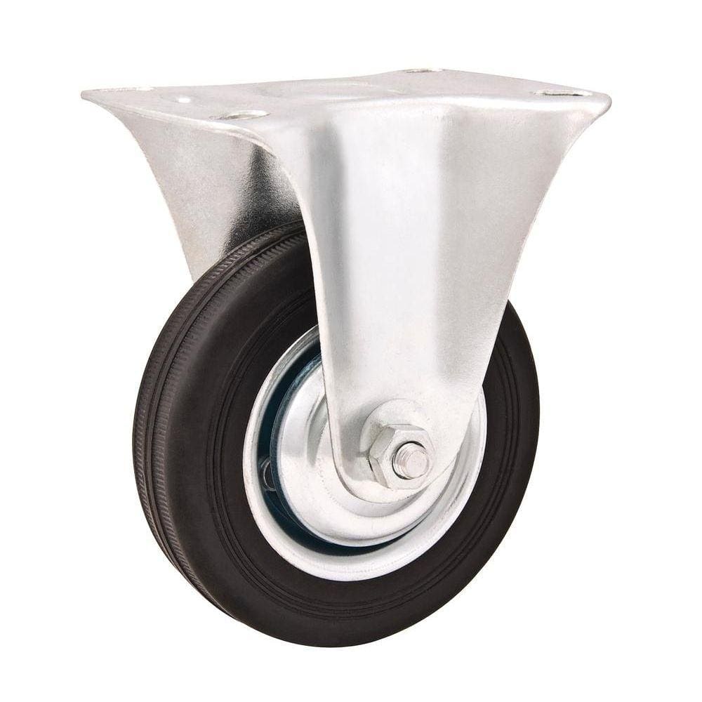 Rodizio fixo 4” leve 60kg núcleo chapa borracha preta Vonder