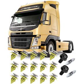 Kit Grampos Presilhas Parafusos P/ Moldura Paralama Dianteiro Volvo FM 2015 2016 2017 2018 2019 2020