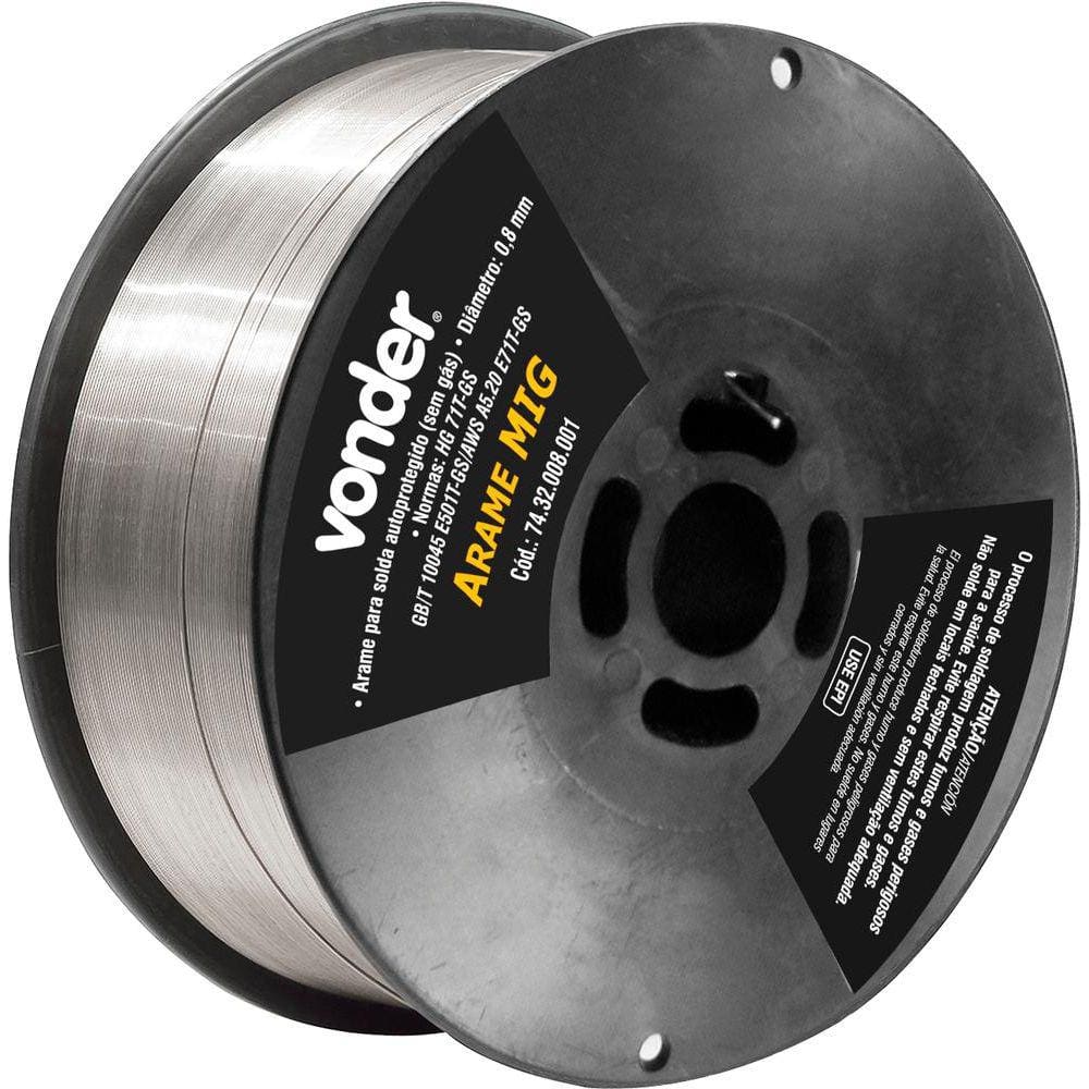 Arame mig 0,8mm 1kg sem gás para mm150 - Vonder