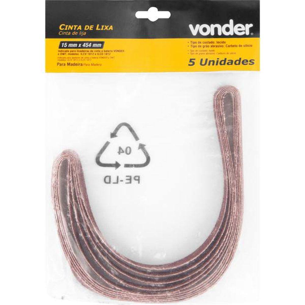 Cinta Lixa 15x454mm G120 com 05 peças - Vonder