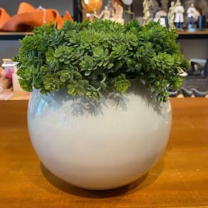 Arranjo Completo Centro de Mesa Verdinho Artificial Vaso Branco
