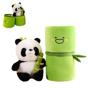 Almofada de pelúcia Gujuja Cute Panda em tubo de bambu 28cm