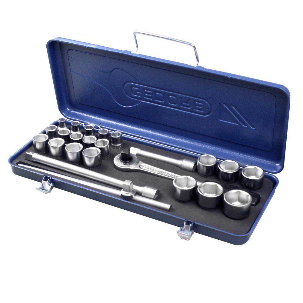 Jogo de Soquetes Sextavados 10 a 32 MM Encaixe de 1/2\" - Gedore 015512
