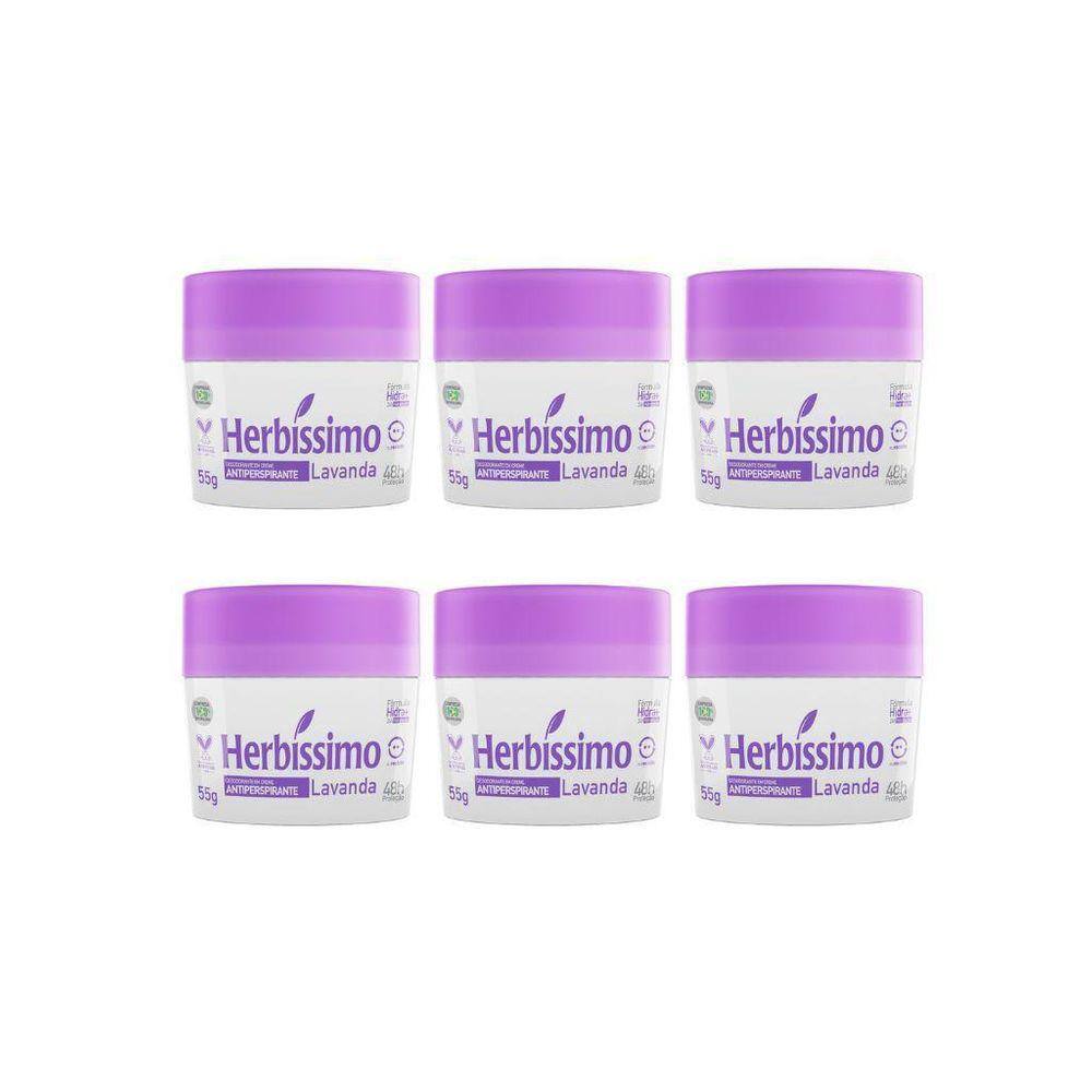 Desodorante Creme Herbíssimo 55G Lavanda - Kit Com 6Un