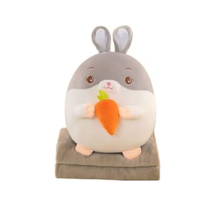 Coelho de pelúcia Slewed Grey Plush com cobertor de 45 cm
