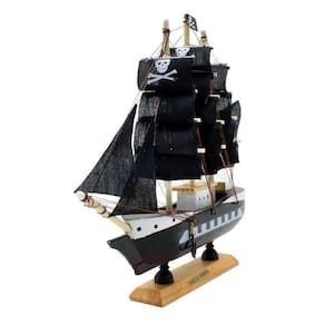 Miniatura Barco Navio Pirata De Madeira Veleiro Decorativo ? 24cm