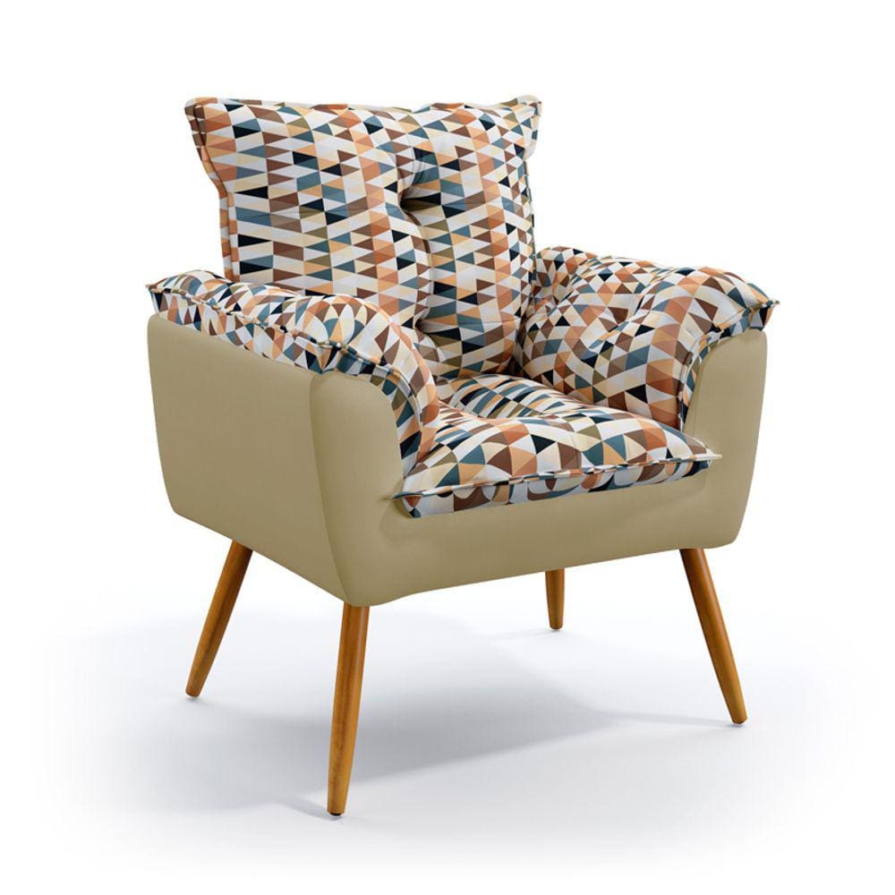 Poltrona Beta / Suede Estampado Bege com Bege