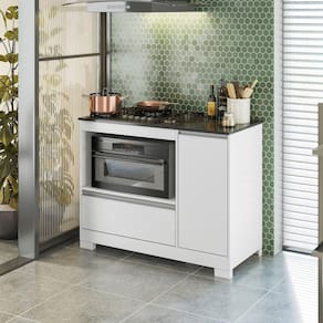 Balcão Para Fogão Cook top de 5 Bocas com Gavetão Branco New
