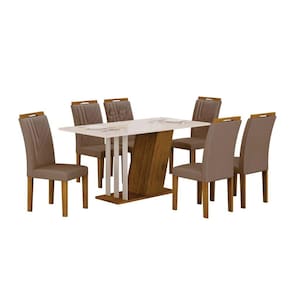 Conjunto Sala de Jantar com 6 Cadeiras Miami Yescasa Freijo/Off/Off/Camurça