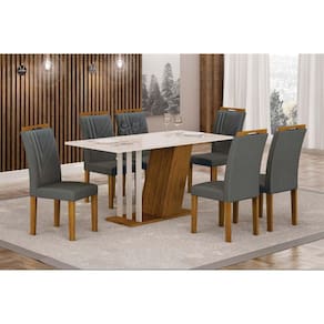 Conjunto Sala de Jantar com 6 Cadeiras Miami  Yescasa Freijo/Off/Cinza