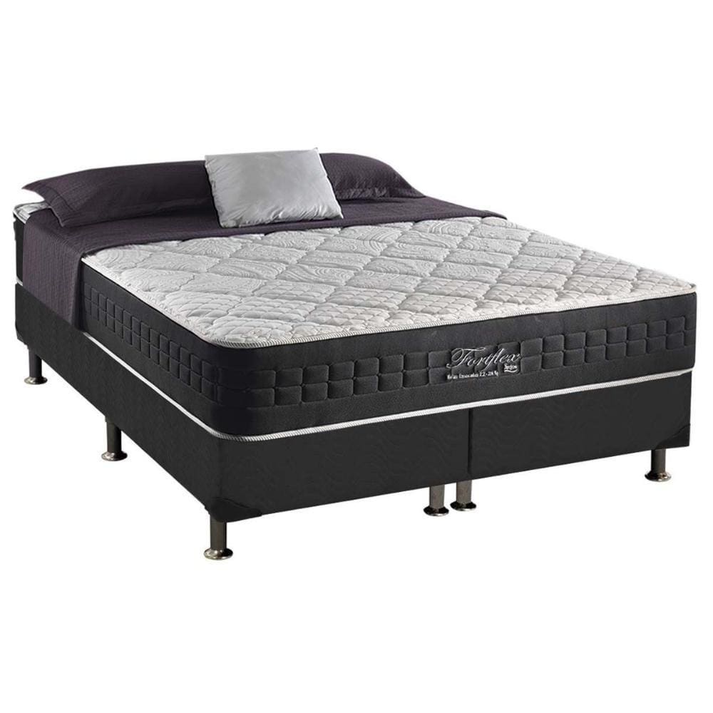 Cama Box King: Colchão Molas Anjos MasterPocket Ensacadas Fort Flex + Base CRC Suede Cinza(193x203)