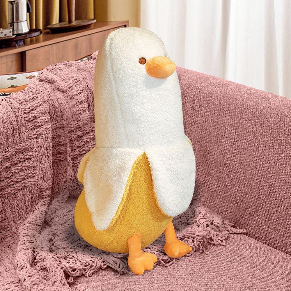 Almofada de pelúcia FIONOUT Banana Duck White Purple Bicho 50cm