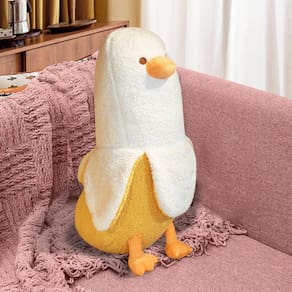 Almofada de pelúcia FIONOUT Banana Duck White Purple Bicho 50cm