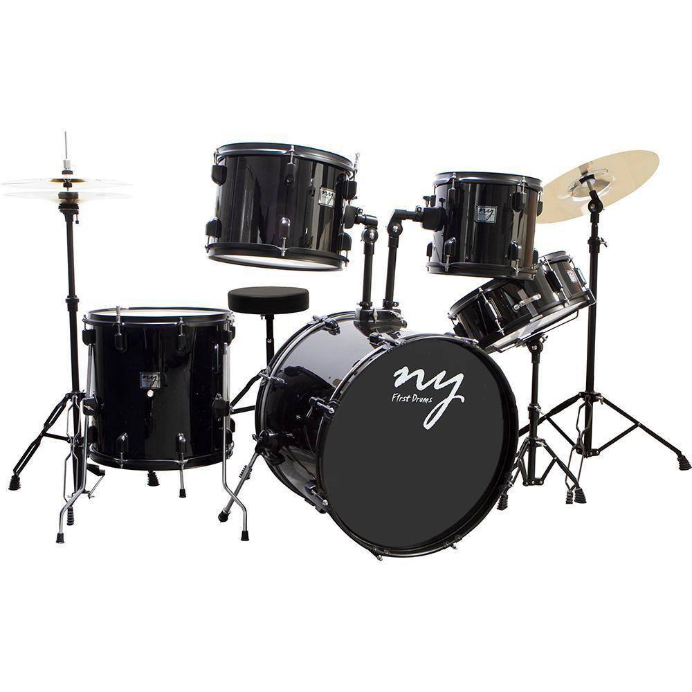 Bateria Acústica 2t Ebk Preta Com Banco Ny F1rst [f097]
