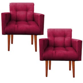 Kit Poltrona Sala De Estar Escritório Alexia Vermelho - Beatriz Decor