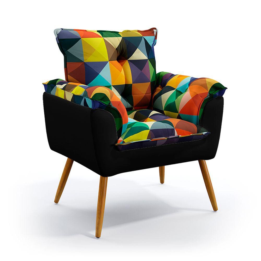 Poltrona Beta / Sued Estampado Vermelho com Preto