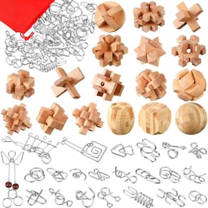 Conjunto de quebra-cabeças Brain Teaser Yilloog 56 unidades para adultos com bolsa