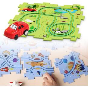 Puzzle Track Car Play Set DIY Montagem de Carrinho Elétrico