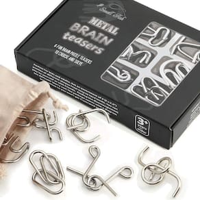 Conjunto de quebra-cabeças Brain Teaser SMALL FISH Metal, 6 peças para todas as idades