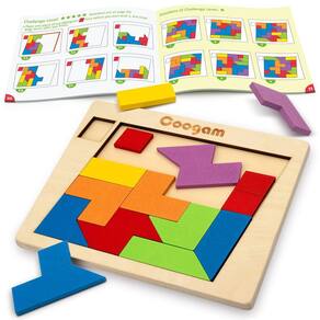 Logic Tangram Puzzle Coogam Wooden Puzzle Blocks 3D IQ Game