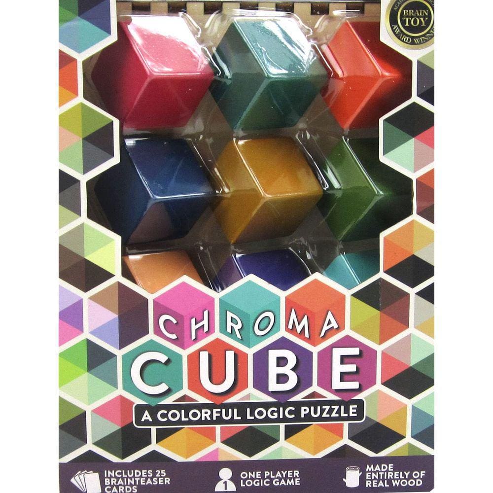 Puzzle lógico Project Genius Chroma Cube com 12 blocos de madeira