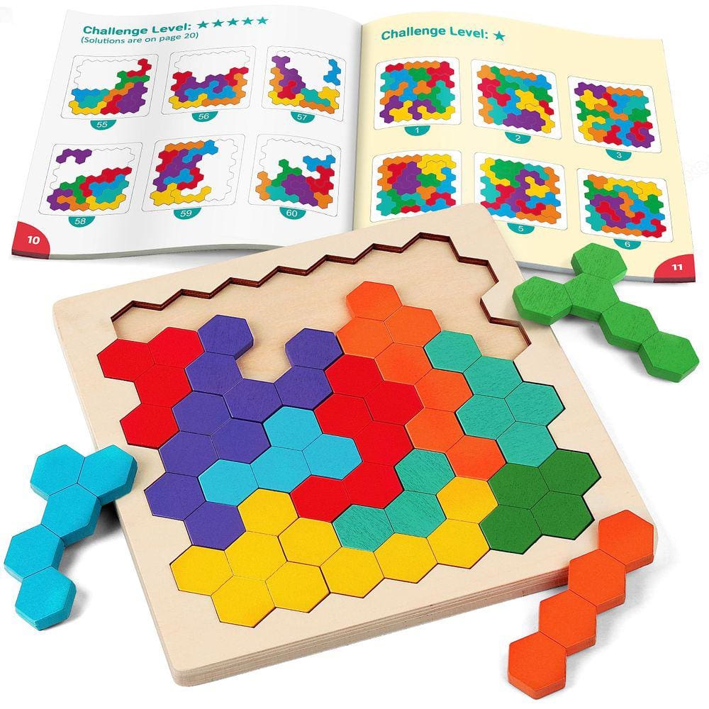 Quebra-cabeça Tangram de madeira Coogam Color Shape Pattern