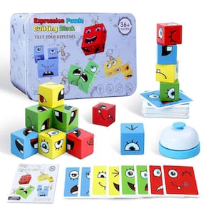 Jogo de quebra-cabeça de blocos Wooden Expression Matching MFJUNS Kids 3+
