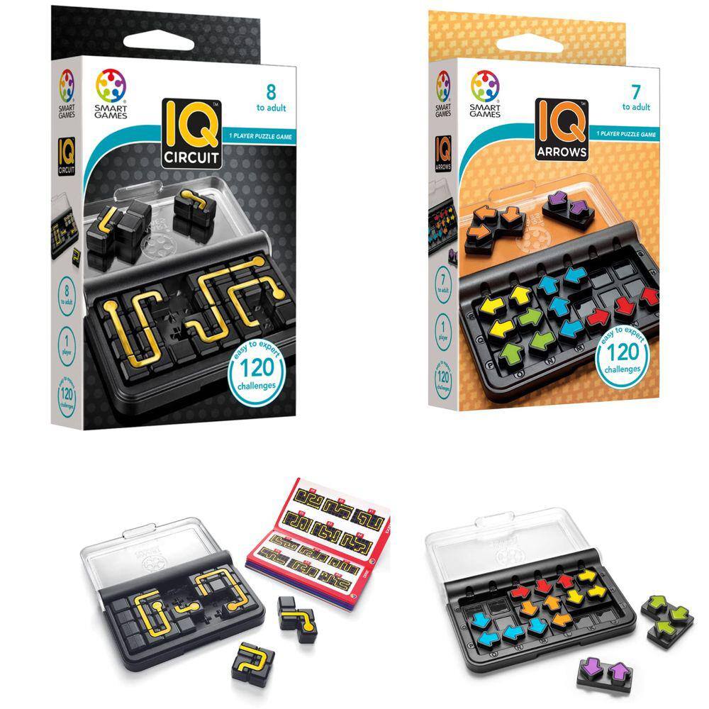Pacote de jogos SmartGames IQ Circuit e IQ Arrows 240 Challenges