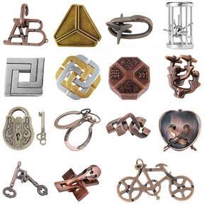 Quebra-cabeças Brain Teaser Metal Wire Joyeee, 15 unidades para todas as idades