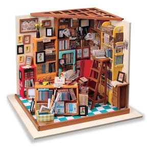 Kit de modelos Fat Brain Toys DIY Miniature Harper`s Library