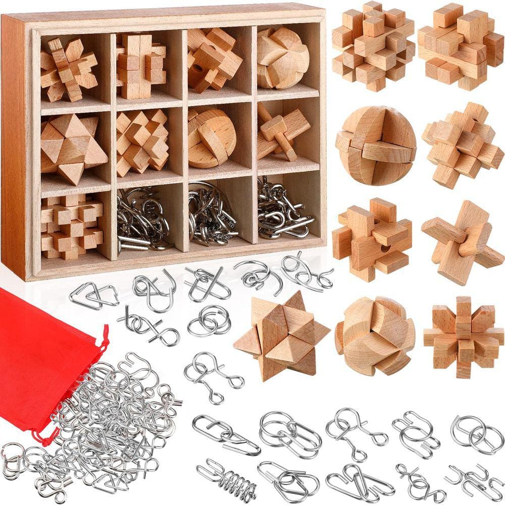 Conjunto de quebra-cabeças Yilloog 45 unidades de quebra-cabeças de madeira e metal