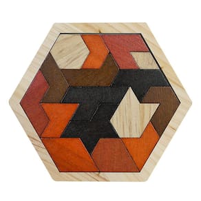 Quebra-cabeça de blocos de madeira, quebra-cabeças, hexágono de brinquedo para crianças