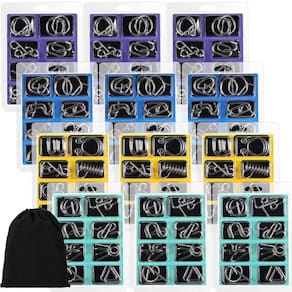 Conjunto de quebra-cabeças de metal Lenwen, 96 unidades com bolsa para teste de QI para adultos