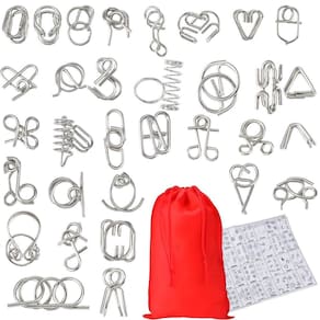 Conjunto de quebra-cabeças Metal Brain Teaser Shappy, 72 unidades com bolsa de armazenamento