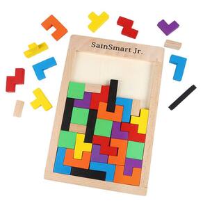Quebra-cabeça Tangram de madeira SainSmart Jr. Brinquedo educativo 40 PCS