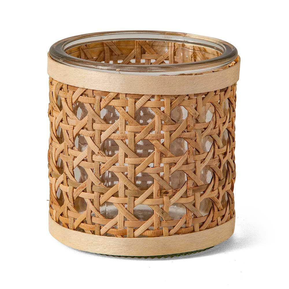 Porta Velas em Vidro com Fibra Natural - 10cm