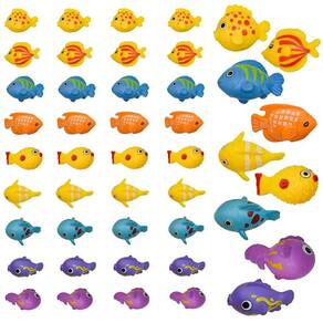 Mini estatuetas de peixes marinhos Pinenjoy, 50 peças de cobertura de bolo de resina