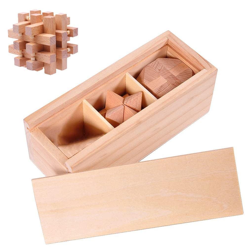 Quebra-cabeça de madeira Buootooy 3D Mind IQ Logic Test com caixa
