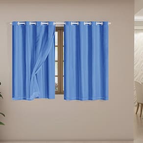 Cortina Blackout Voil 2,00,X1,40 Corta Luz Sala Quarto Azul