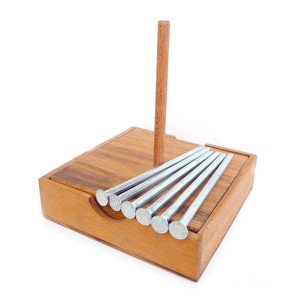 Arte de quebra-cabeças Brain Teaser Logica. Nails Difficulty 5/6 Madeira